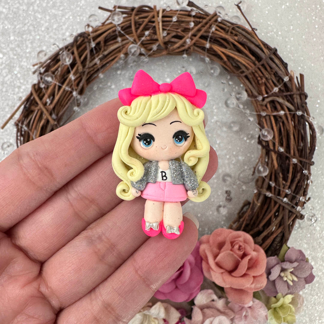 Cute Superstar With Pink Ribbon Embellishment Clay Bow Centre