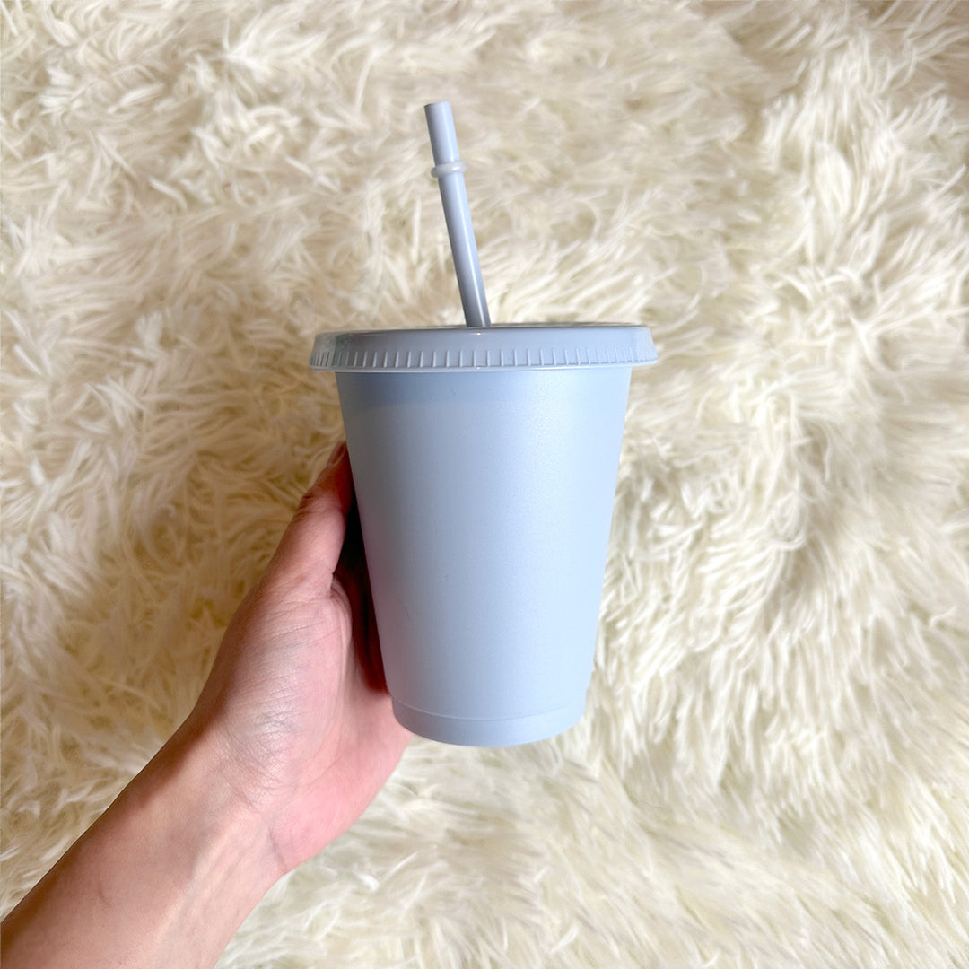 16oz dusty pale blue cold cup tumbler - 470ml