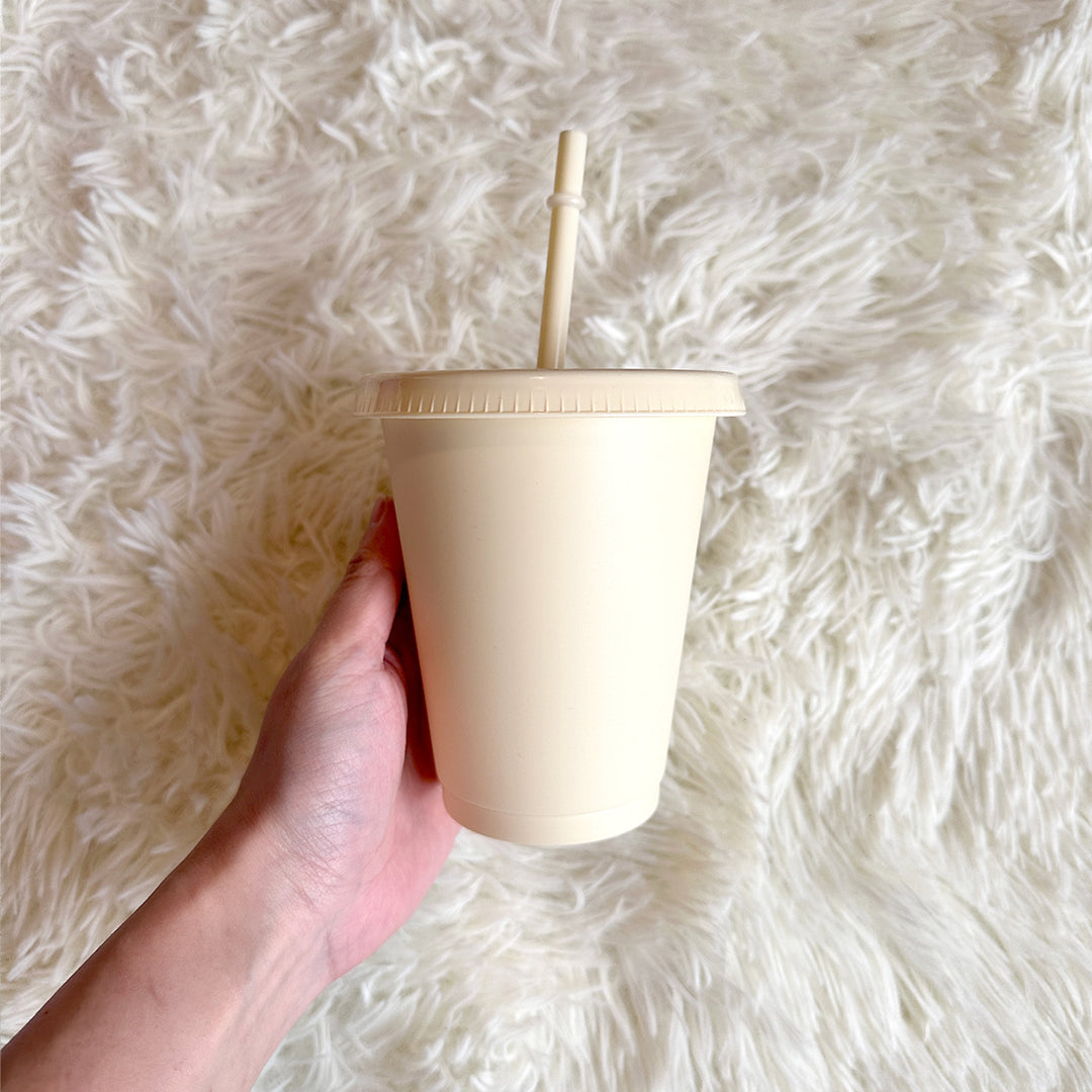 16oz pastel lemon yellow cold cup tumbler - 470ml