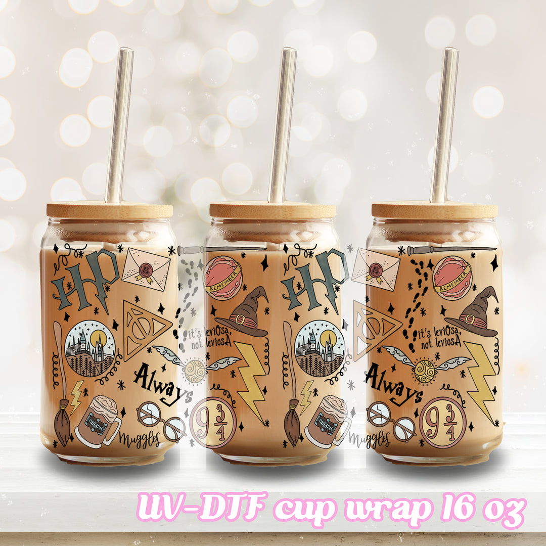 UV DTF - Wizard - 16oz Libbey Glass Cup Wrap Only