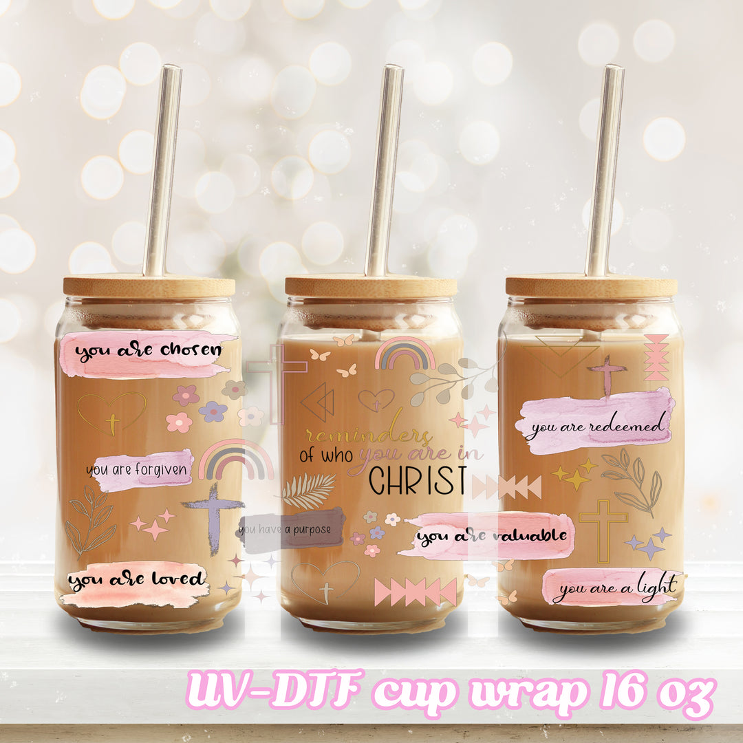 UV DTF - Christ - 16oz Libbey Glass Cup Wrap Only