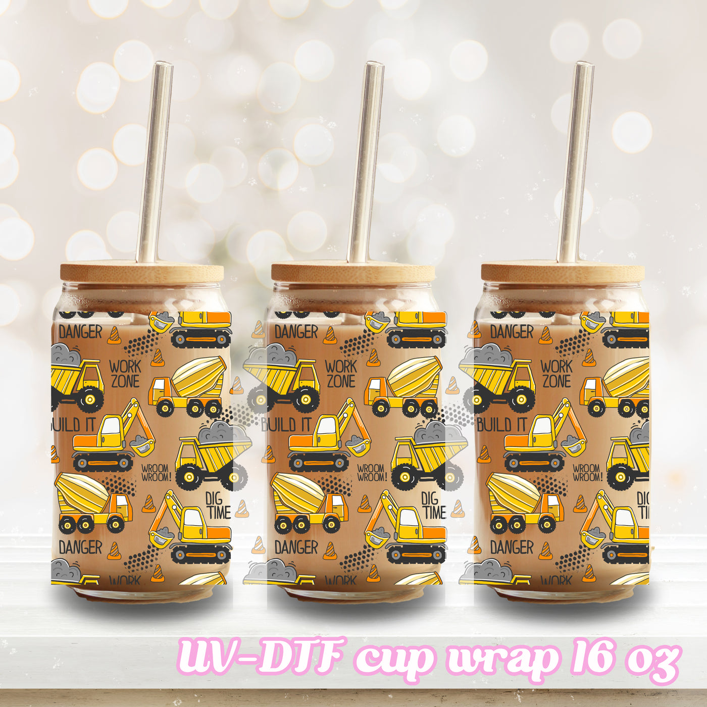UV DTF - Digger - 16oz Libbey Glass Cup Wrap Only