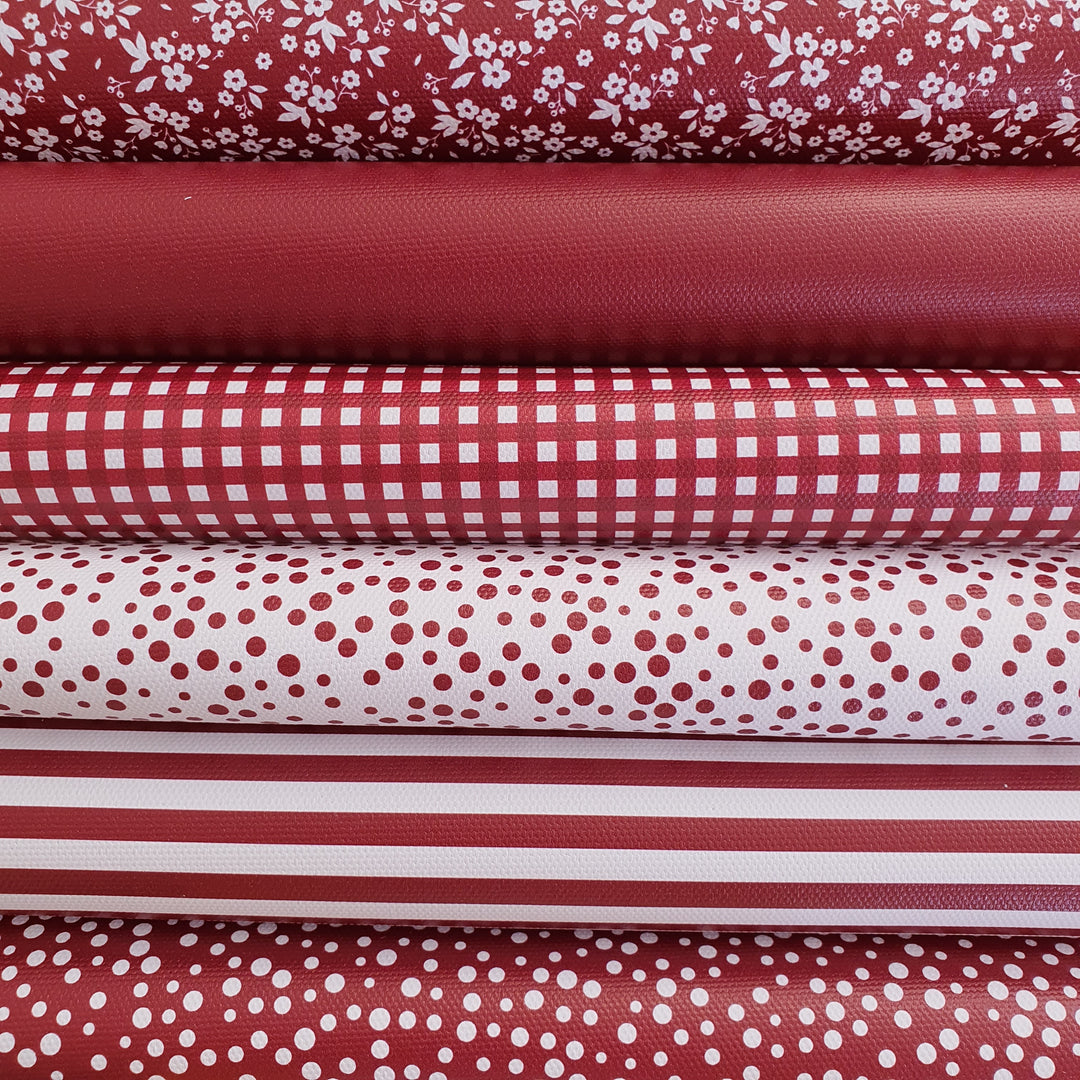 School maroon burgundy gingham solid stripe dots flower - faux Pu Leather vinyl - canvas - choose Fabric material Sheets