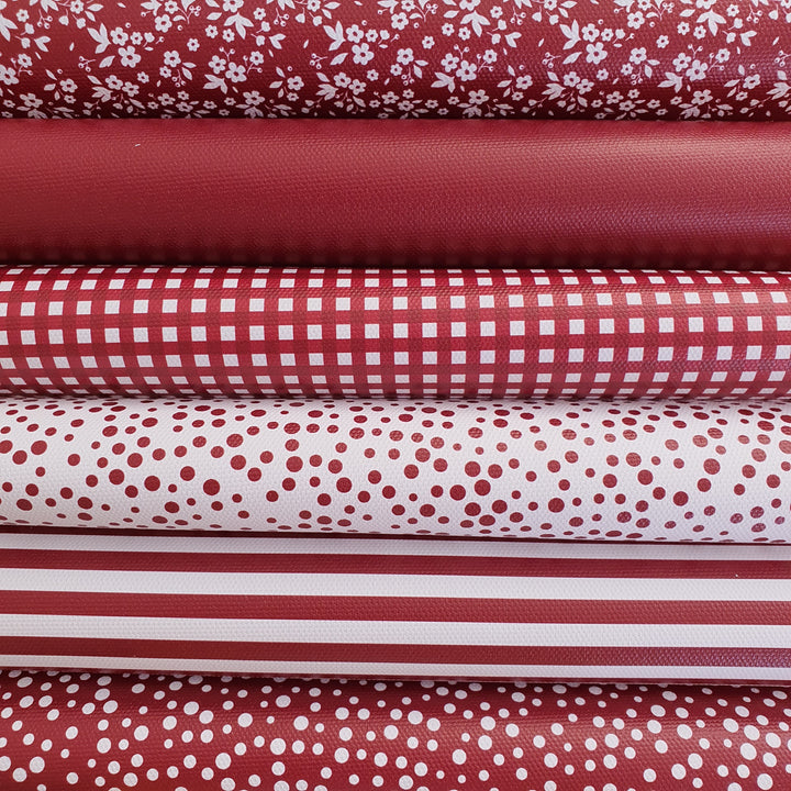 School maroon burgundy gingham solid stripe dots flower - faux Pu Leather vinyl - canvas - choose Fabric material Sheets