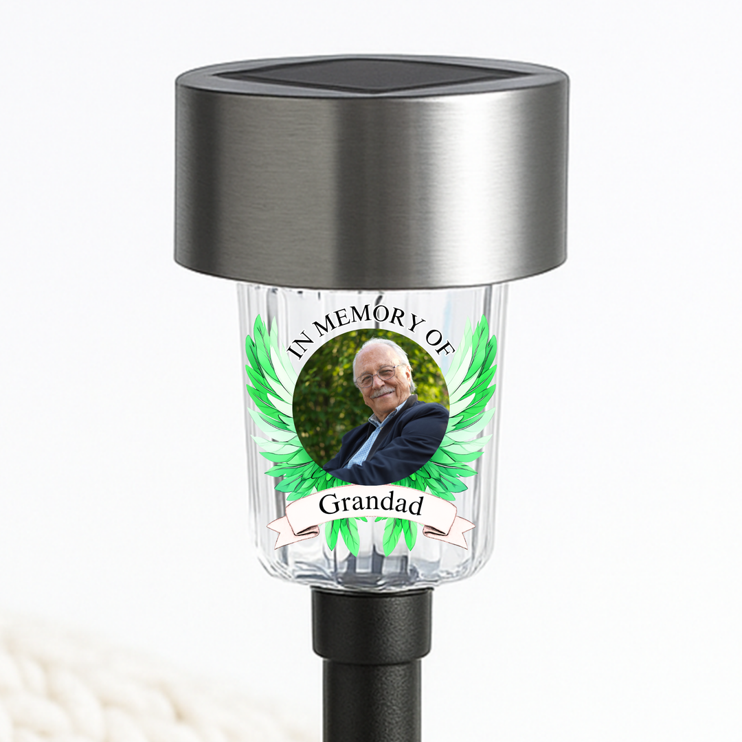 Custom UV DTF decal solar light with wing - memorial