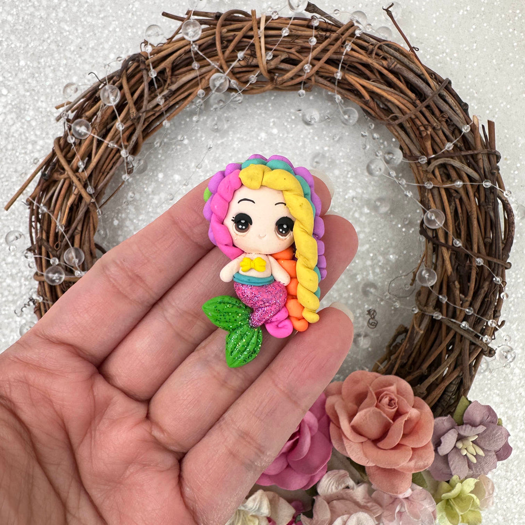 Cute Mermaid Embellishment Clay Bow Centre