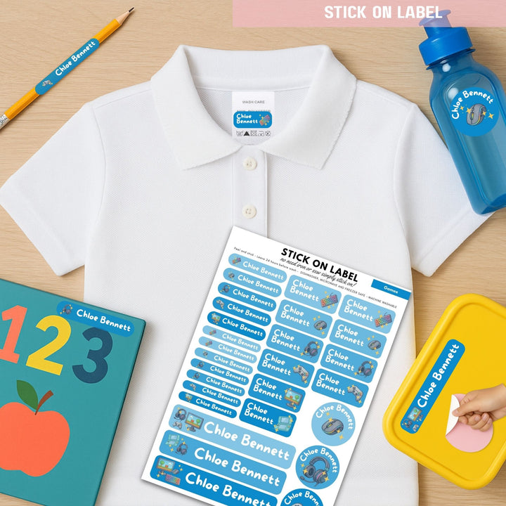 Choose design - Stick on Clothing label and bottle all in one