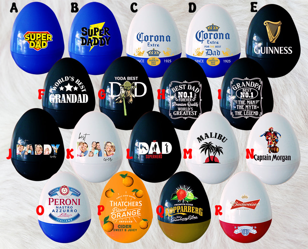 Uv DTF for EXTRA large ( egg 28cm tall ) Fillable Plastic Eggs - Fathers day beer