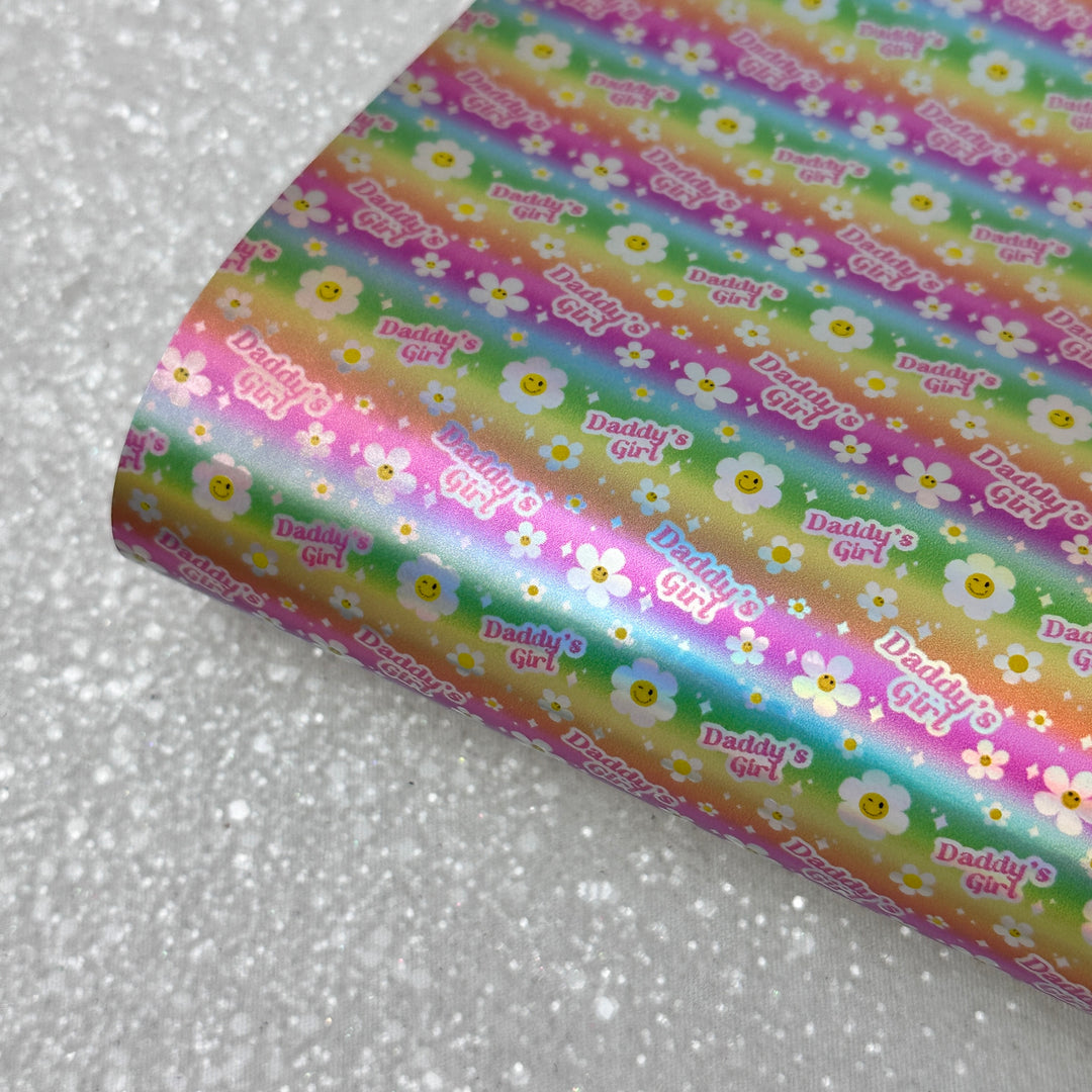 Fathers Day Daisy Holographic - faux Leatherette vinyl