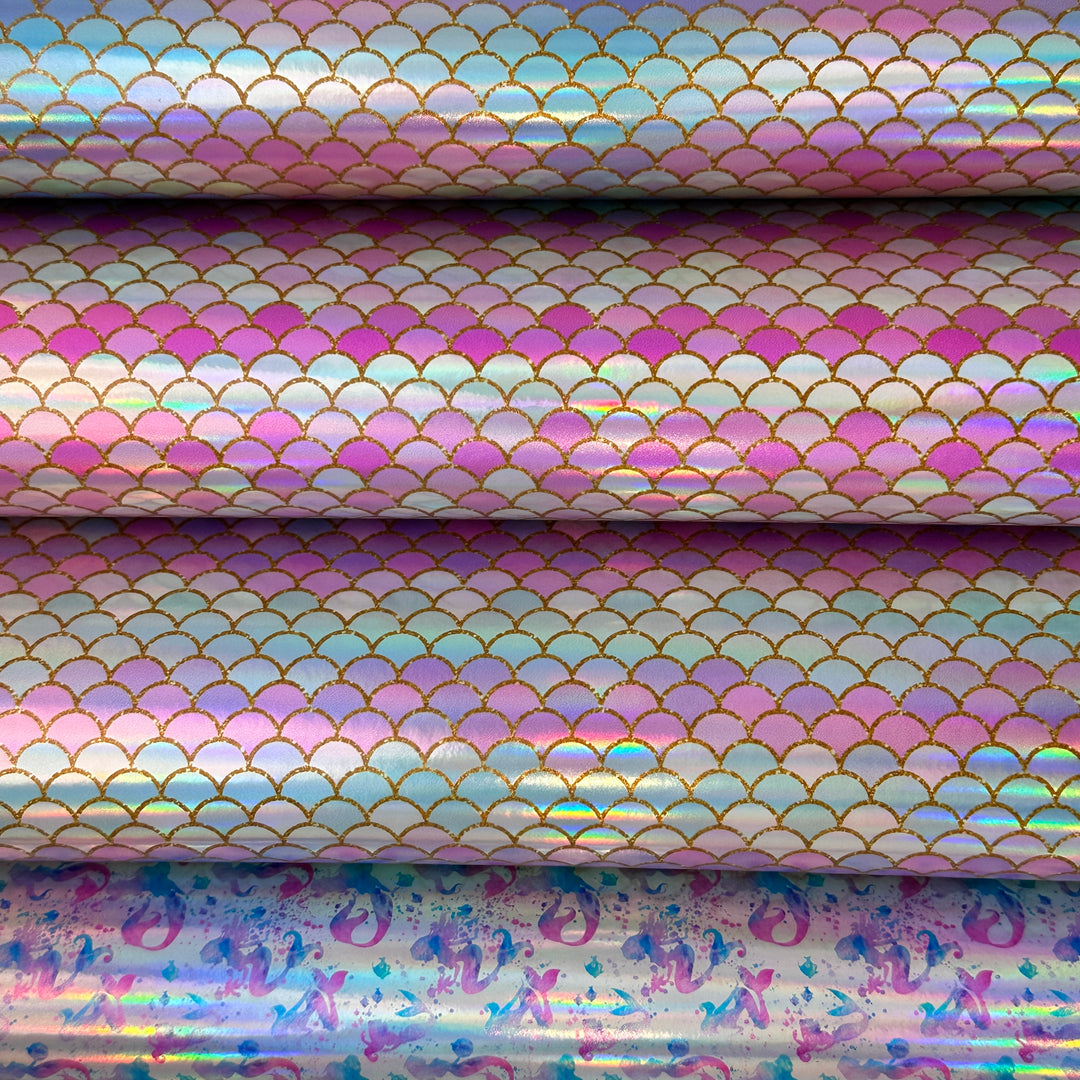 Mermaid scales fin Holographic - faux Leatherette vinyl