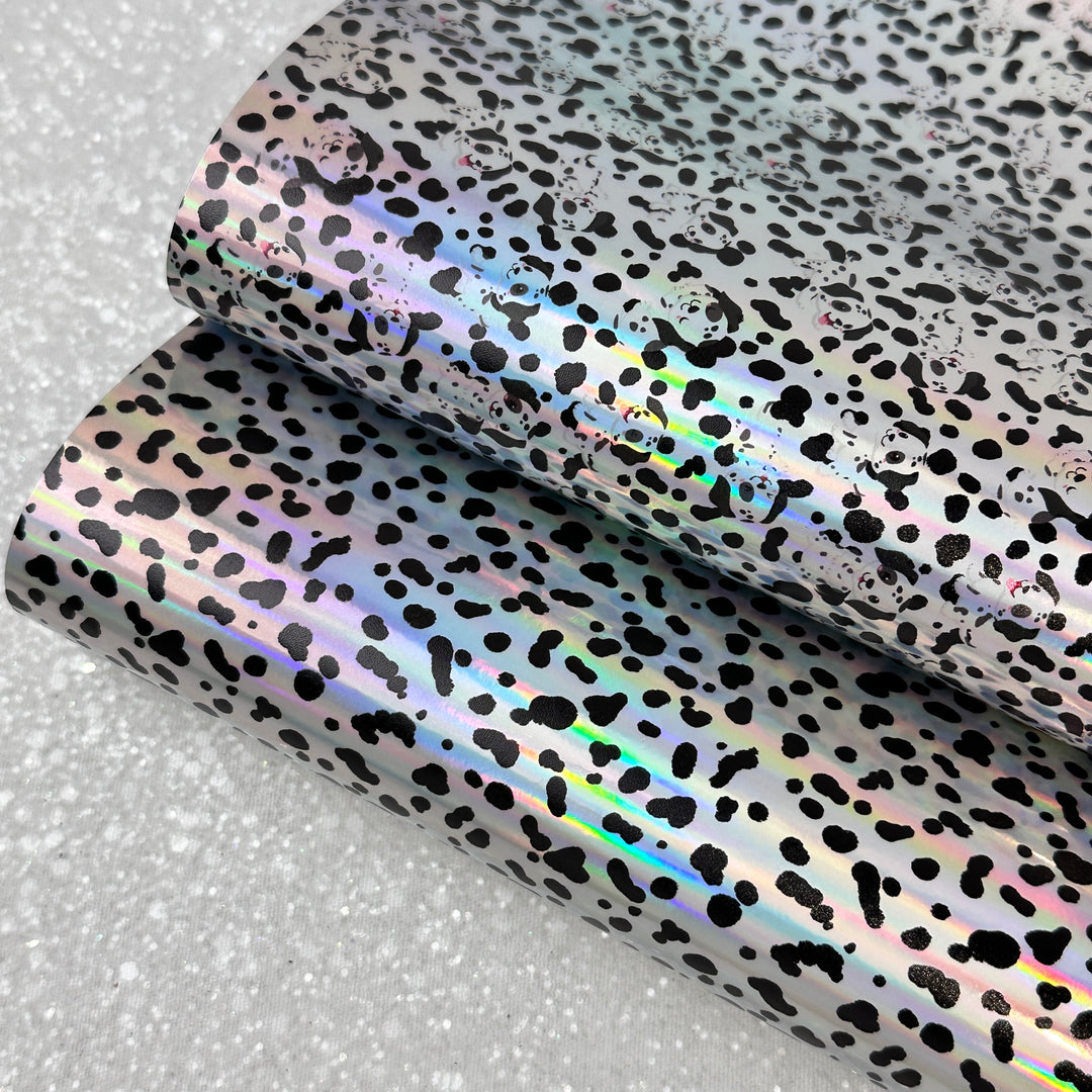 Dalmatian dog spots Holographic - faux Leatherette vinyl