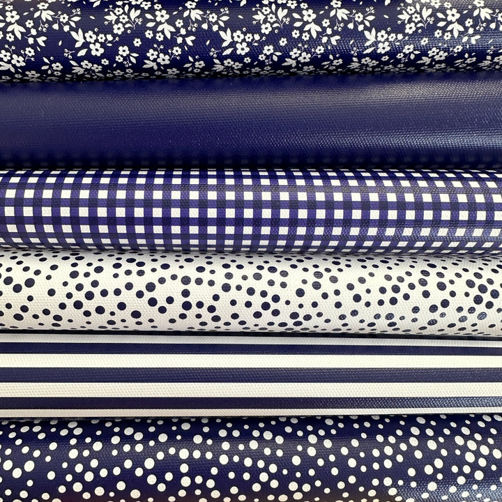 School navy gingham solid stripe dots flower - faux Pu Leather vinyl - canvas - choose Fabric material Sheets