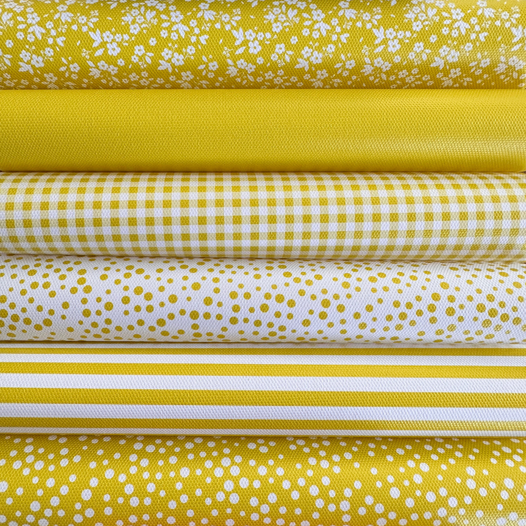 School yellow gingham solid stripe dots flower - faux Pu Leather vinyl - canvas - choose Fabric material Sheets