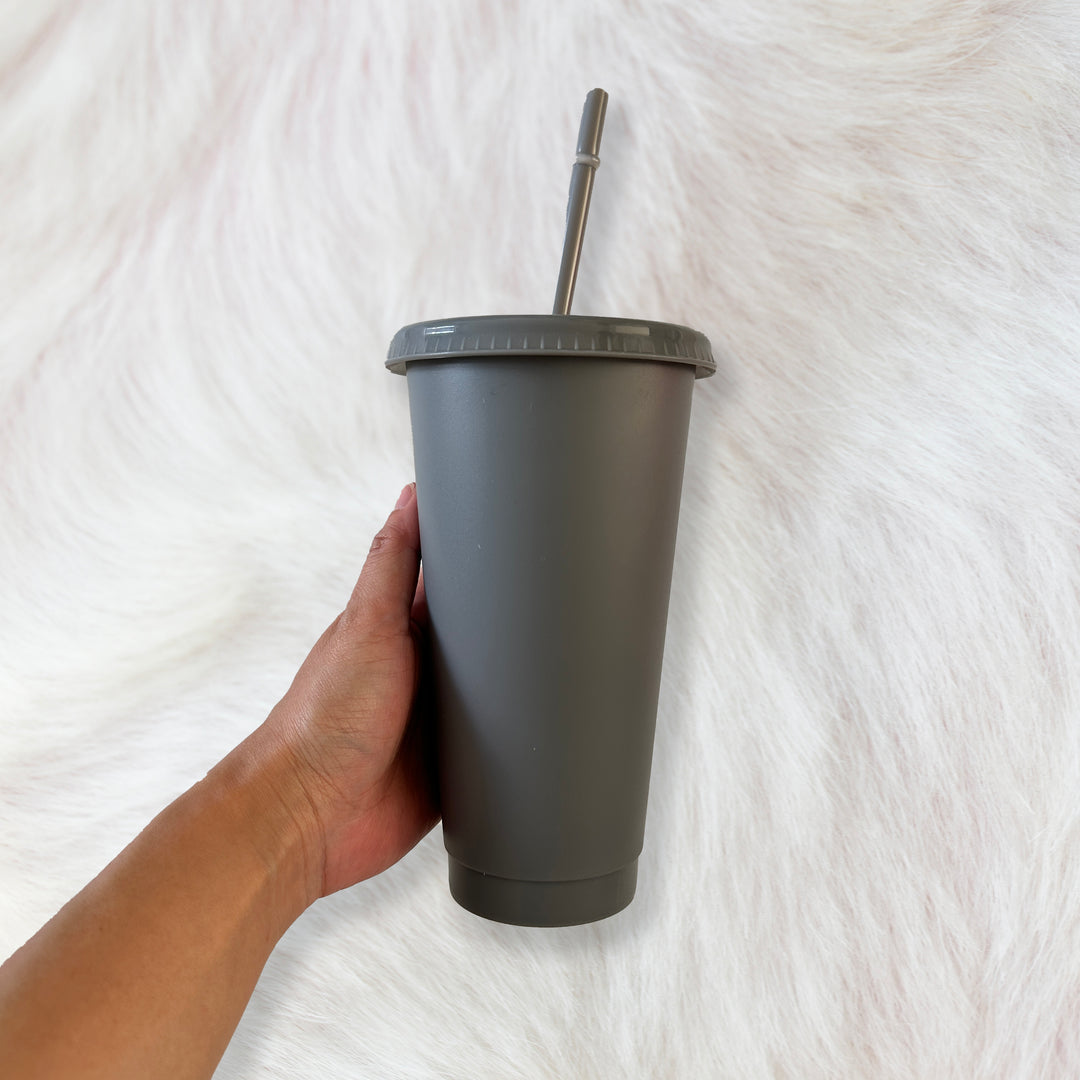 Grey - Solid colour Cold cup 24oz