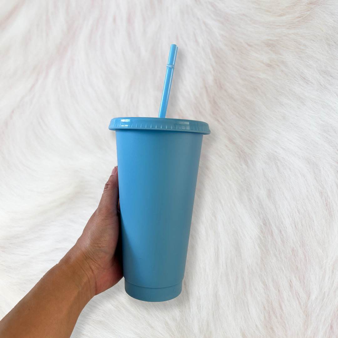 Pastel Baby blue - Solid colour Cold cup 24oz
