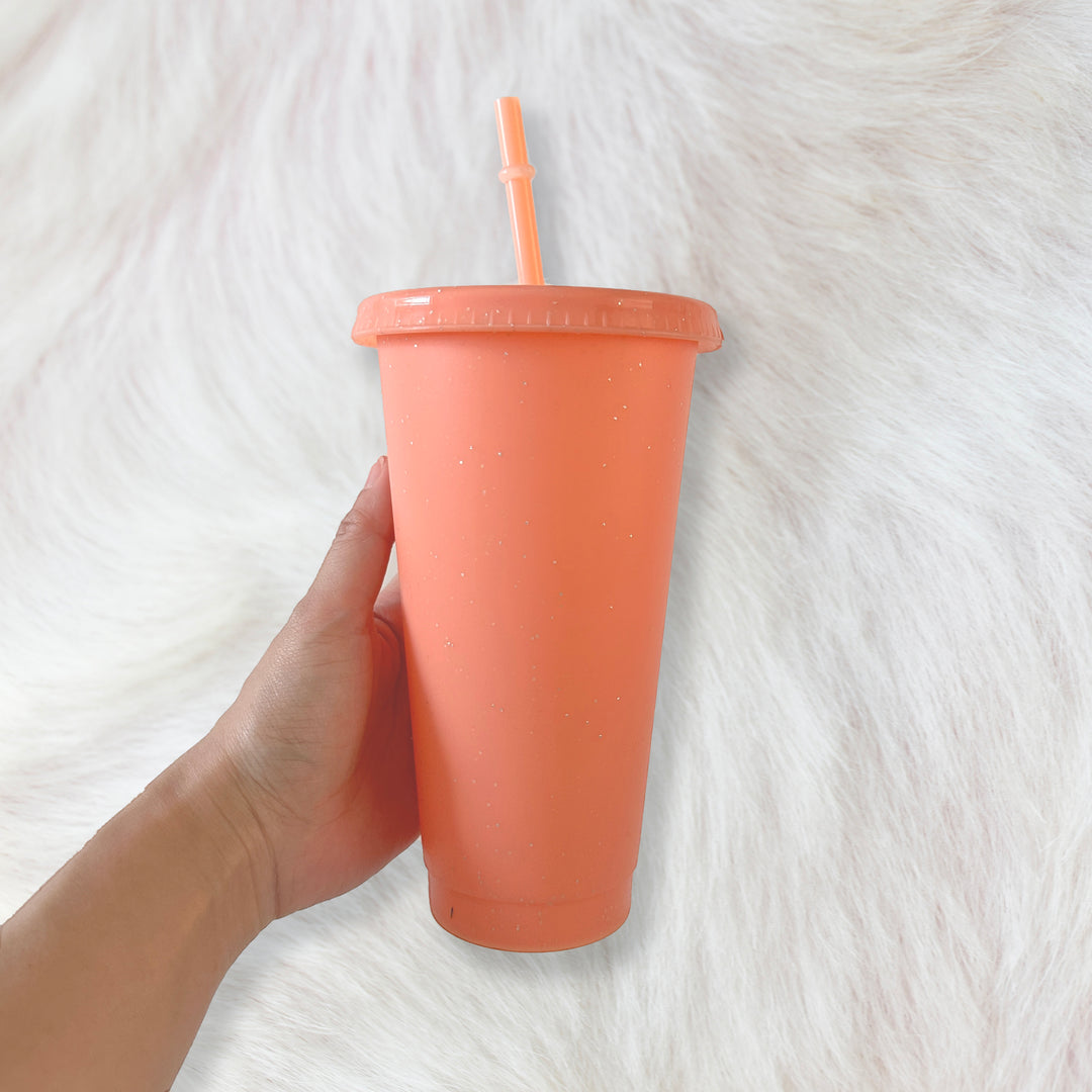 Peach - Glitter colour Cold cup 24oz