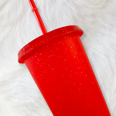 Red - Glitter colour Cold cup 24oz
