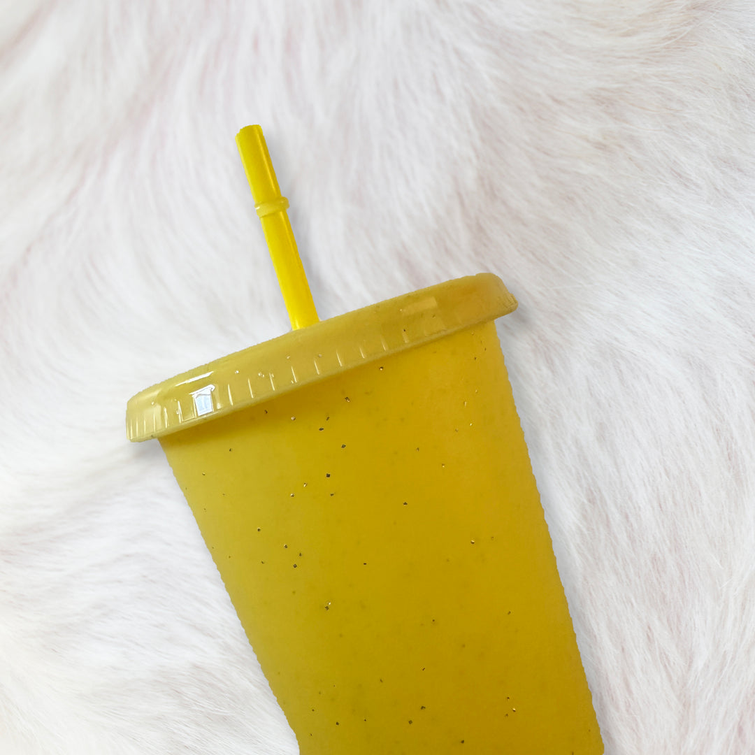 Yellow - Glitter colour Cold cup 24oz