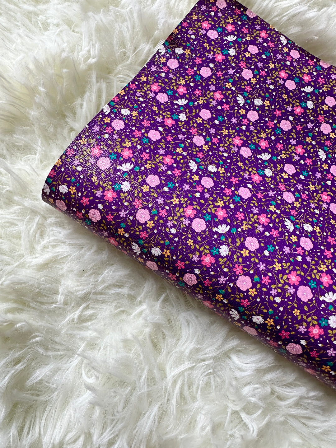 plum floral - faux Pu Leather vinyl - canvas - choose Fabric material Sheets
