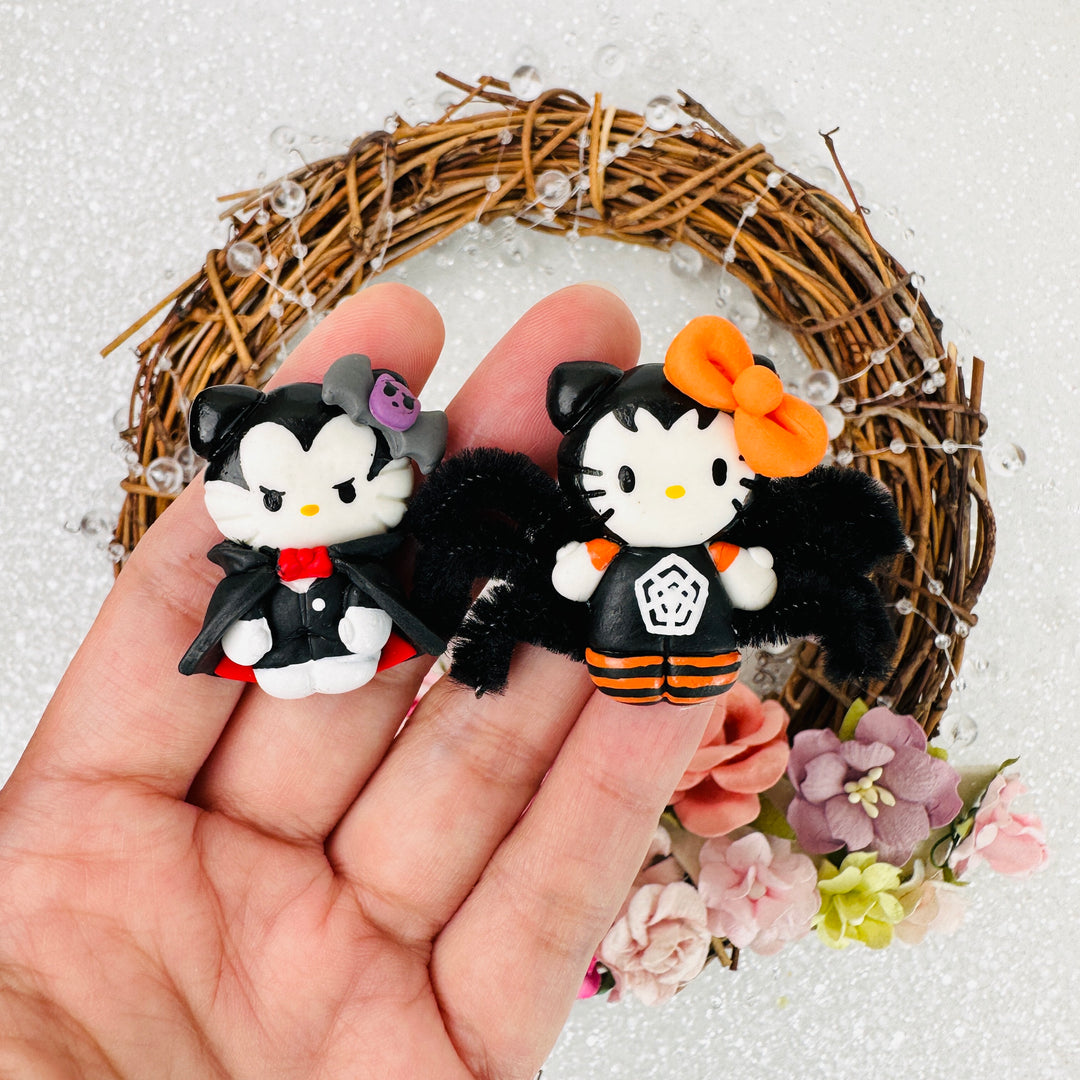 Halloween vampire kitty - Embellishment Clay Bow Centre