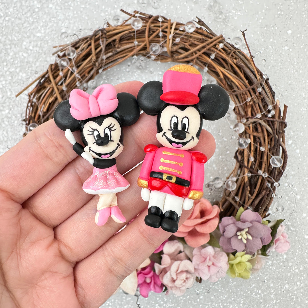 Mouse happy pink - Embellishment Clay Bow Centre
