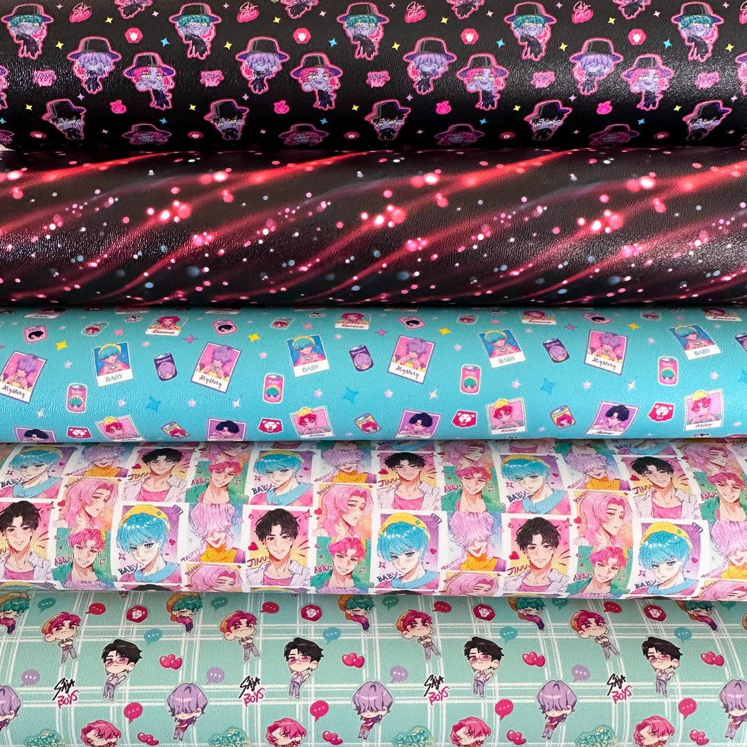 Cute boys - Kpop girls leatherette - faux Pu Leather vinyl