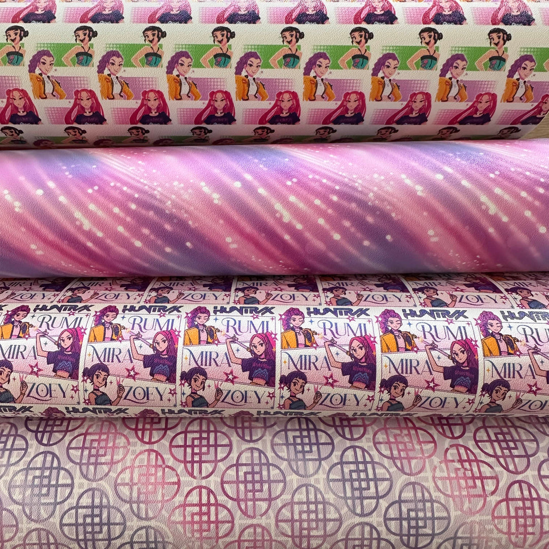 Cute girls - Kpop leatherette - faux Pu Leather vinyl