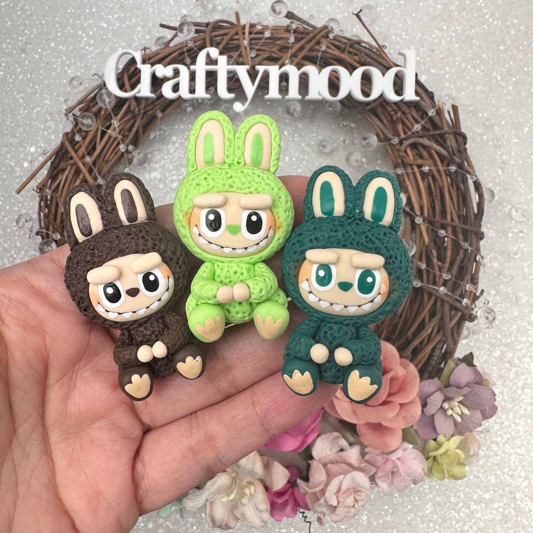 Spooky lovely monster - Handmade Flatback Clay Bow Centre