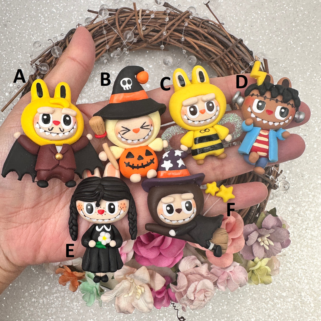 Halloween spooky lovely monster - Embellishment Clay Bow Centre