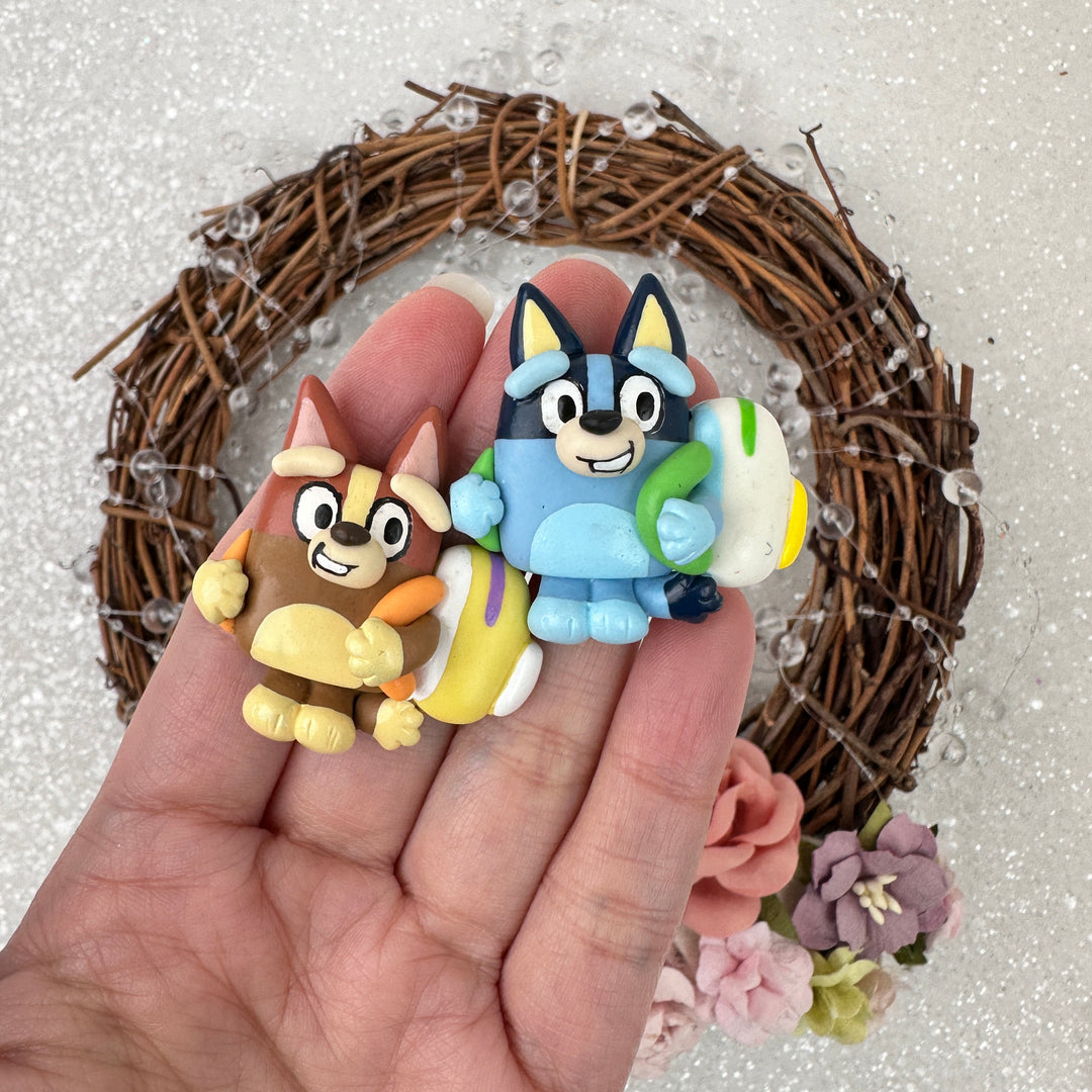 Blue dog friends - Embellishment Clay Bow Centre