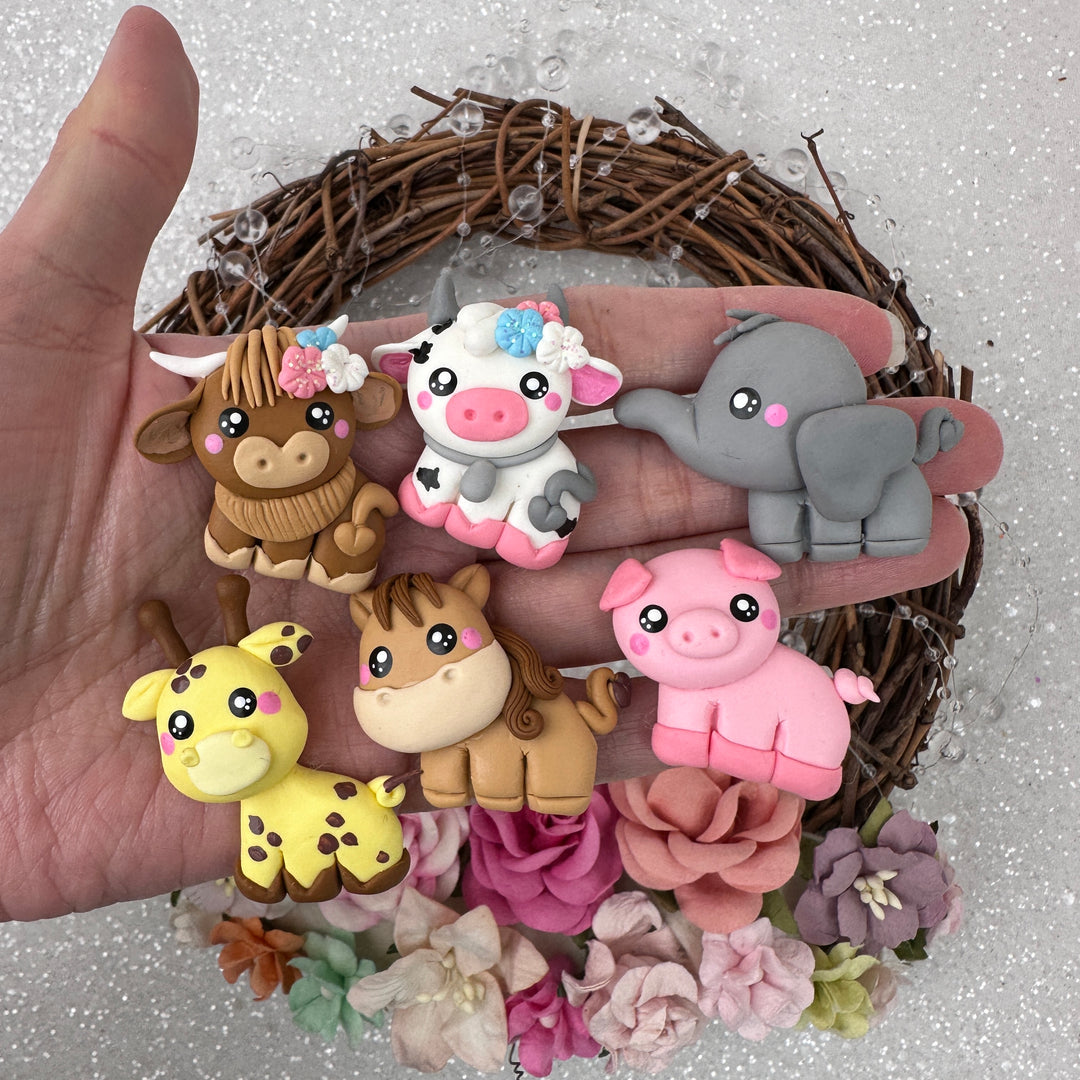 Cute eyes animal friends - Embellishment Clay Bow Centre