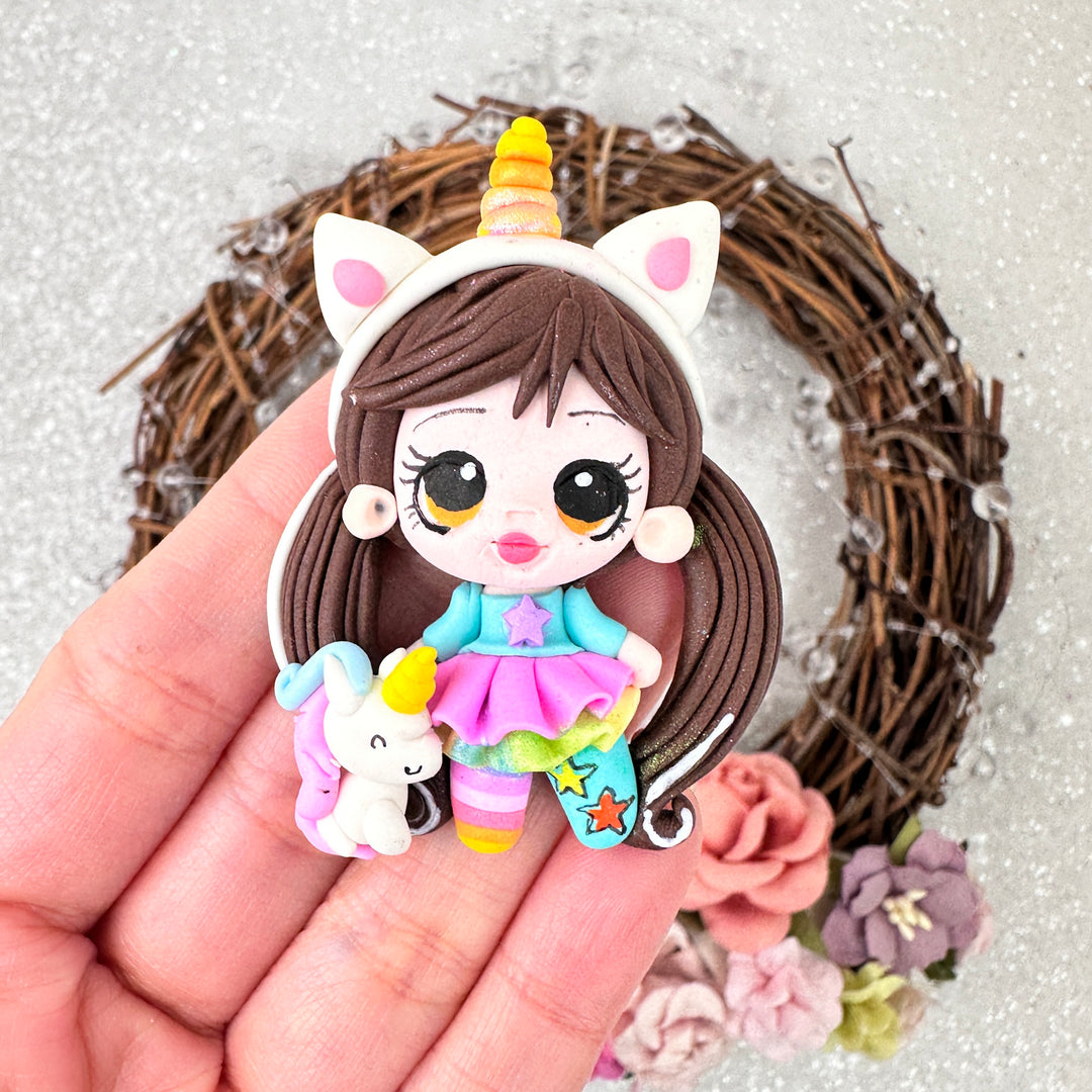 Pout pony girl - Handmade Flatback Clay Bow Centre