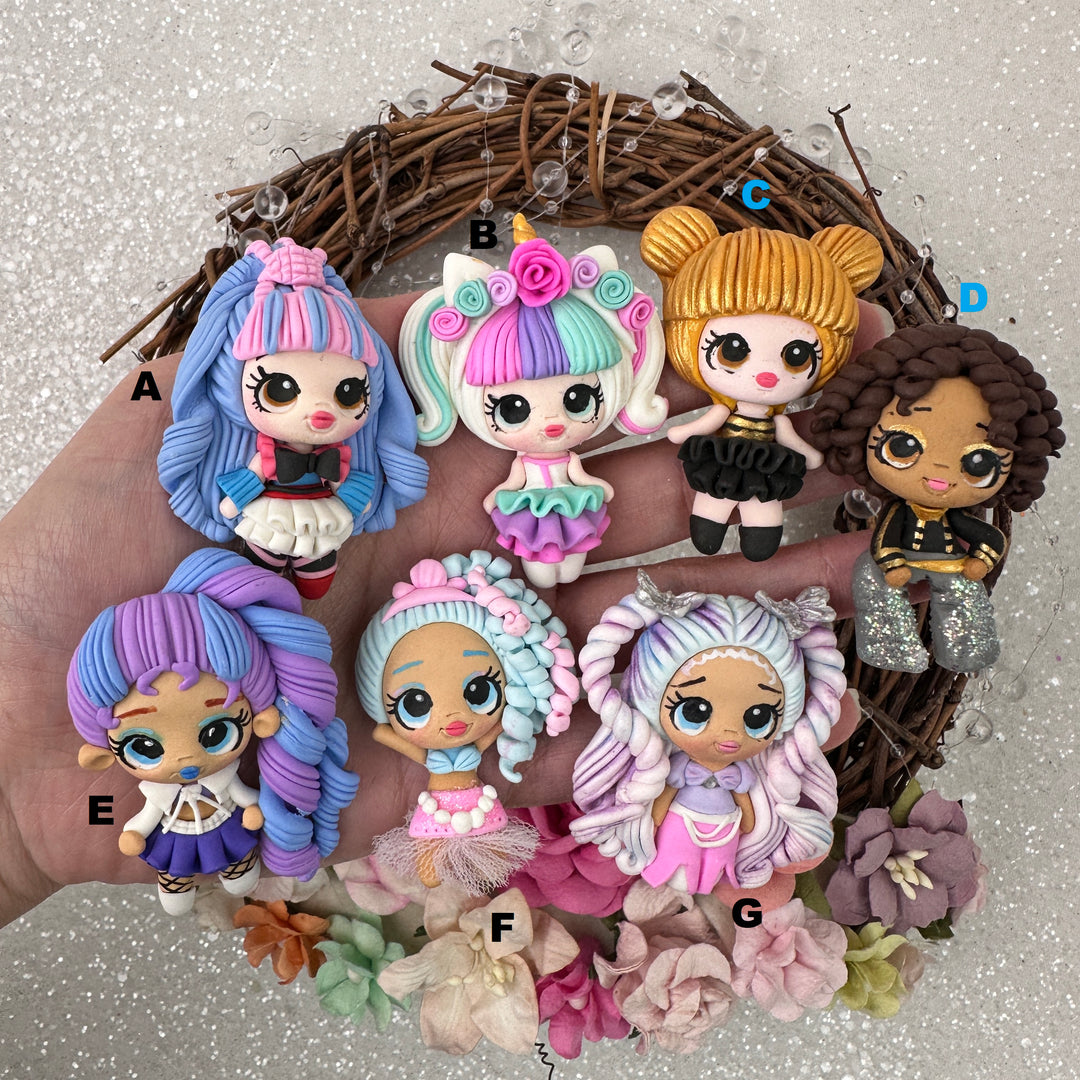 Cute pout little girl - Embellishment Clay Bow Centre