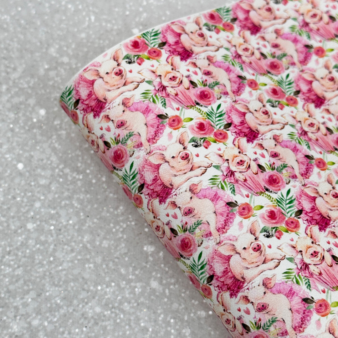 Pig Ballerina - faux vegan Leather vinyl - canvas - choose Fabric material Sheets