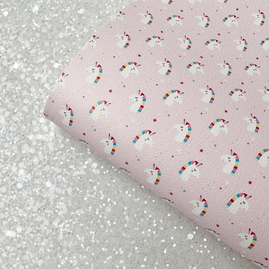 Unicorn - faux vegan Leather vinyl - canvas - choose Fabric material Sheets
