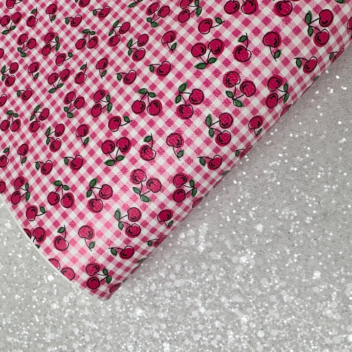 Fruits watermelon lemon cherry - faux Pu Leather vinyl - canvas - choose Fabric material Sheets