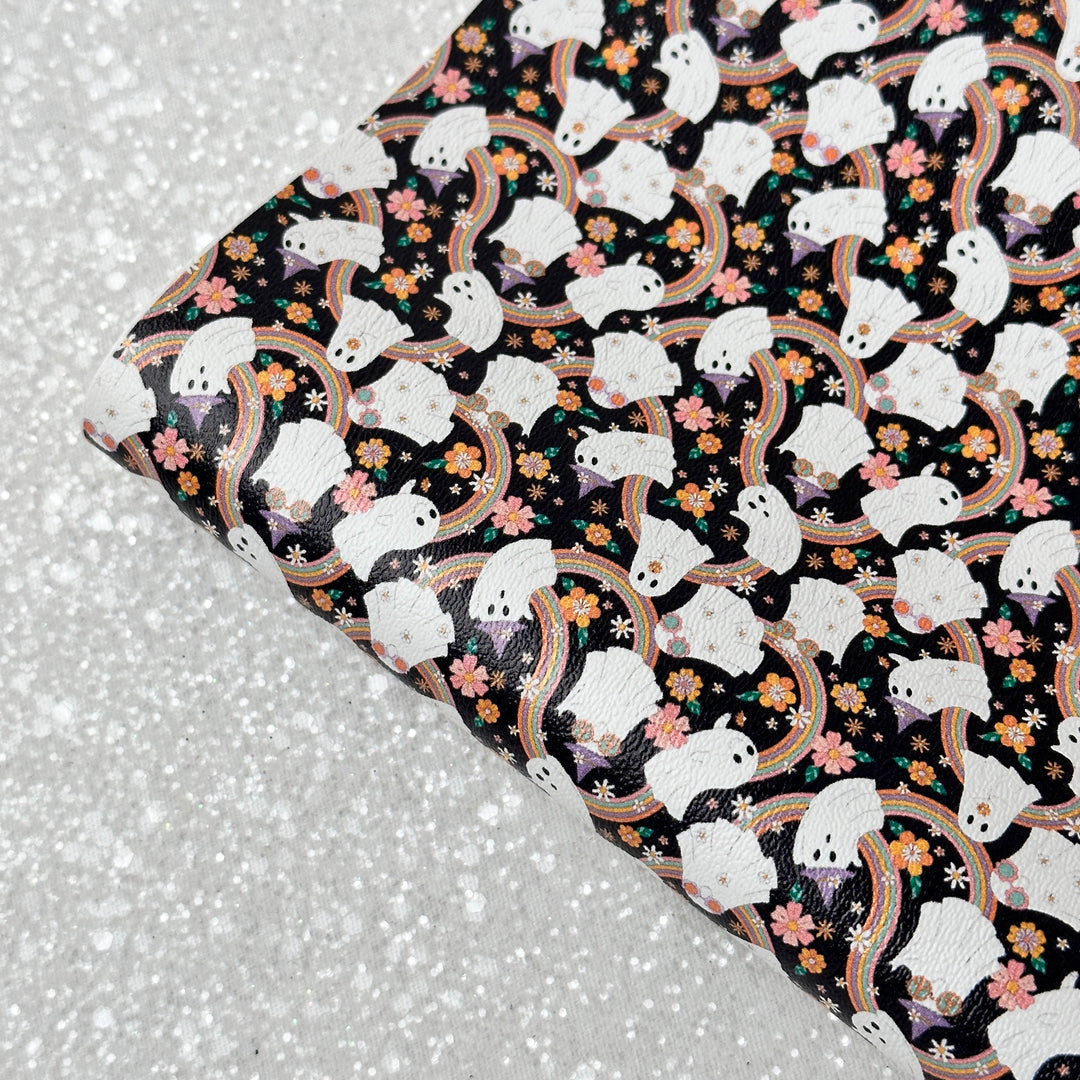 Rainbow ghost - faux Pu Leather vinyl sheet