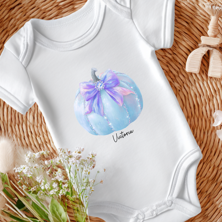Custom DTF Transfer - Sparkling blue pumpkin blue bow personalised - DTF ready to press