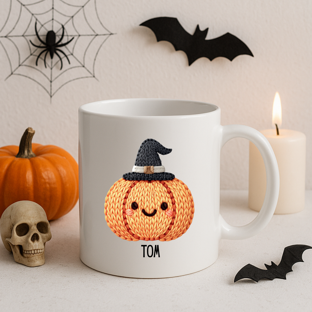 UV DTF - personalised cute knitted orange pumpkin with hat