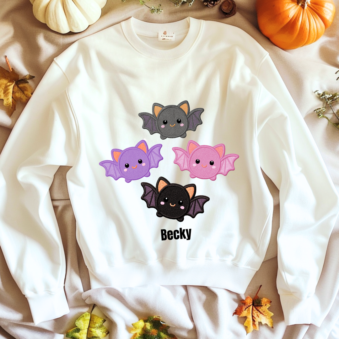 Custom DTF Transfer - Four cute bats Halloween personalised - DTF ready to press
