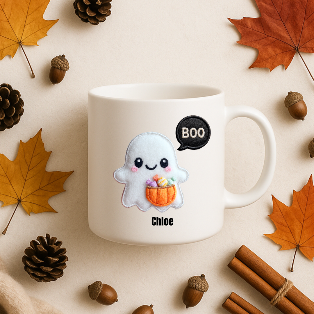 UV DTF - personalised boo ghost Halloween with pumpkin