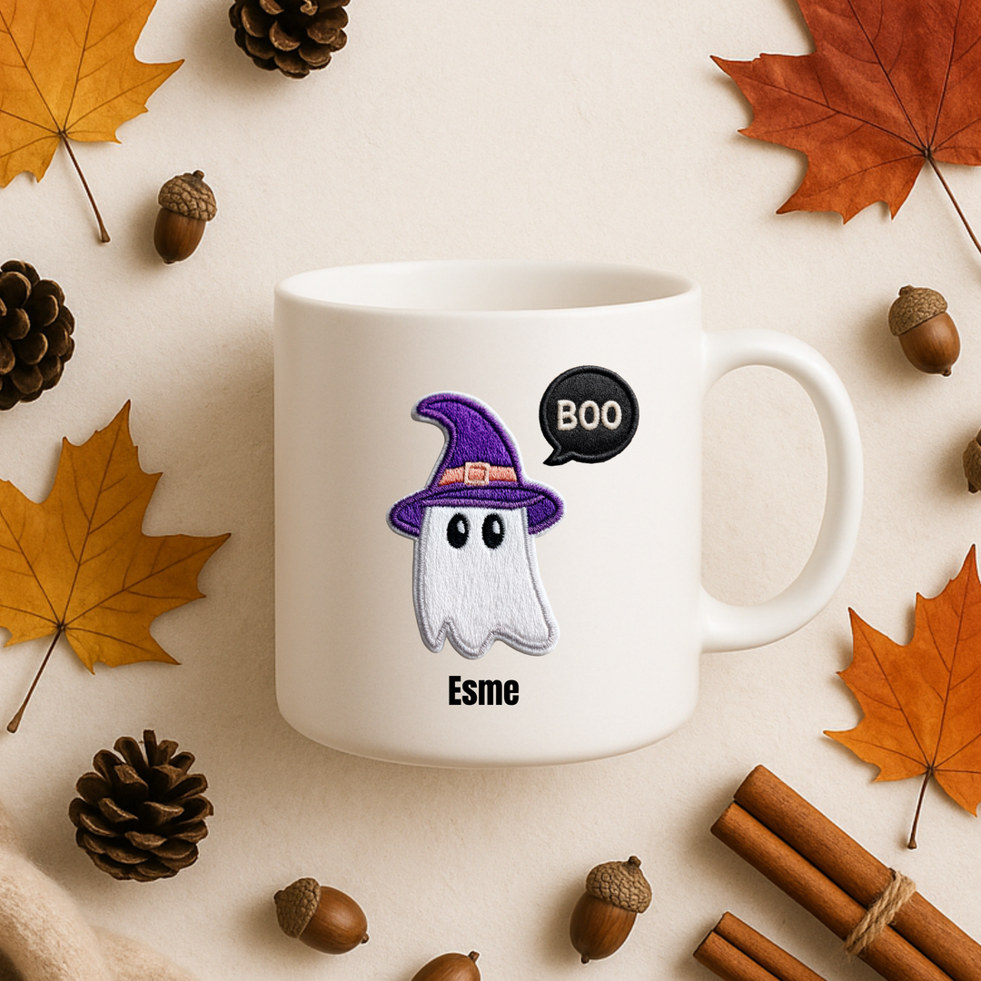 UV DTF - personalised boo ghost Halloween with purple hat