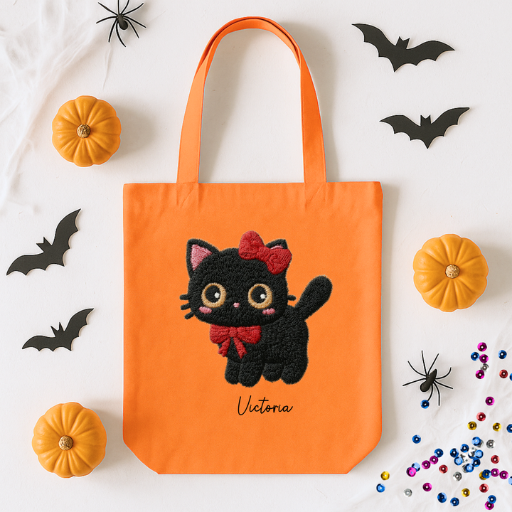 Custom DTF Transfer - Black cat red bow personalised - DTF ready to press