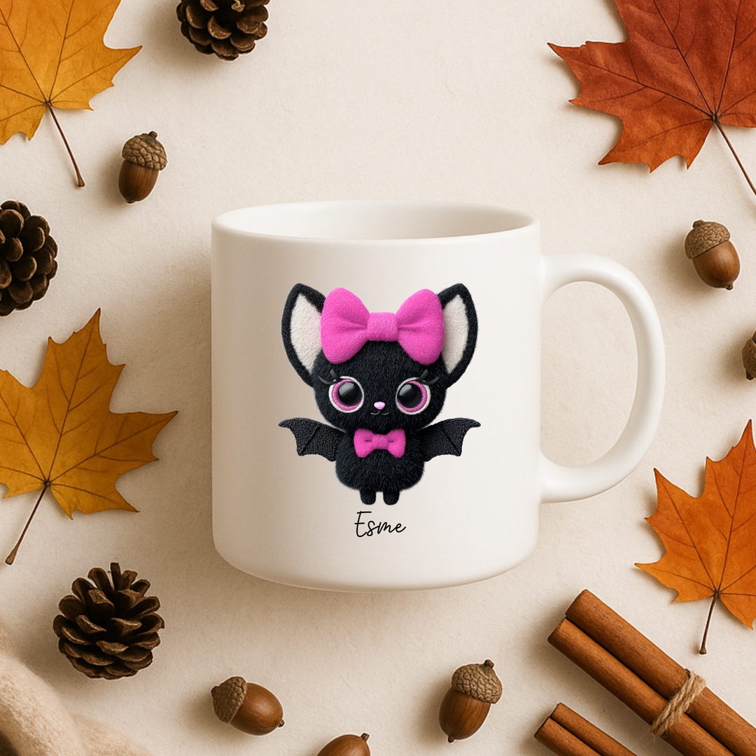UV DTF - personalised cute bat Halloween with pink bow