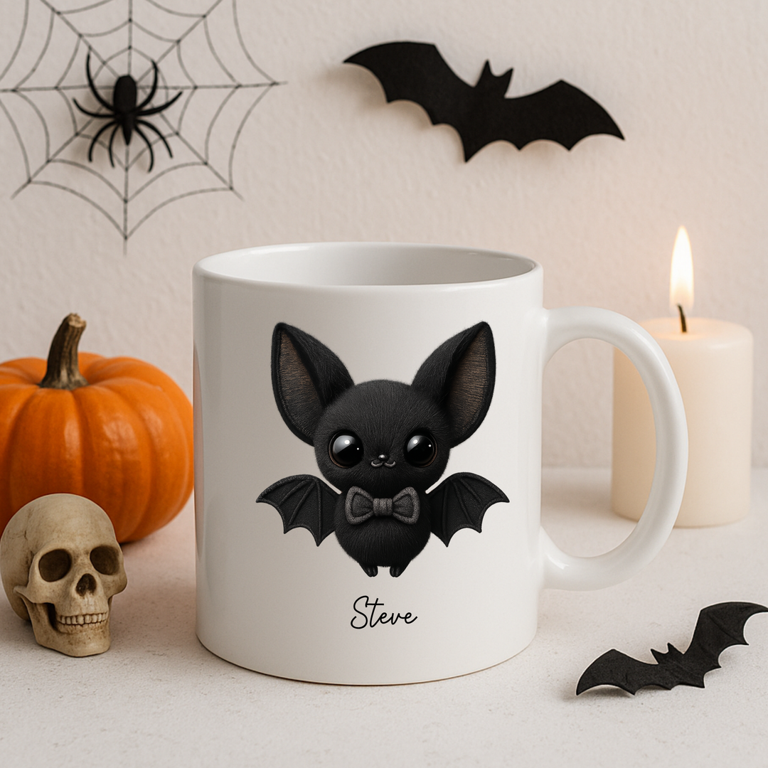 UV DTF - personalised cute bat Halloween with black bow