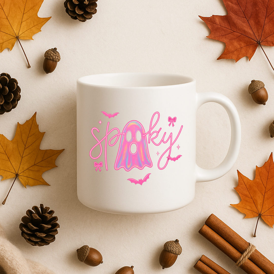 UV DTF - personalised spooky ghost Halloween pink