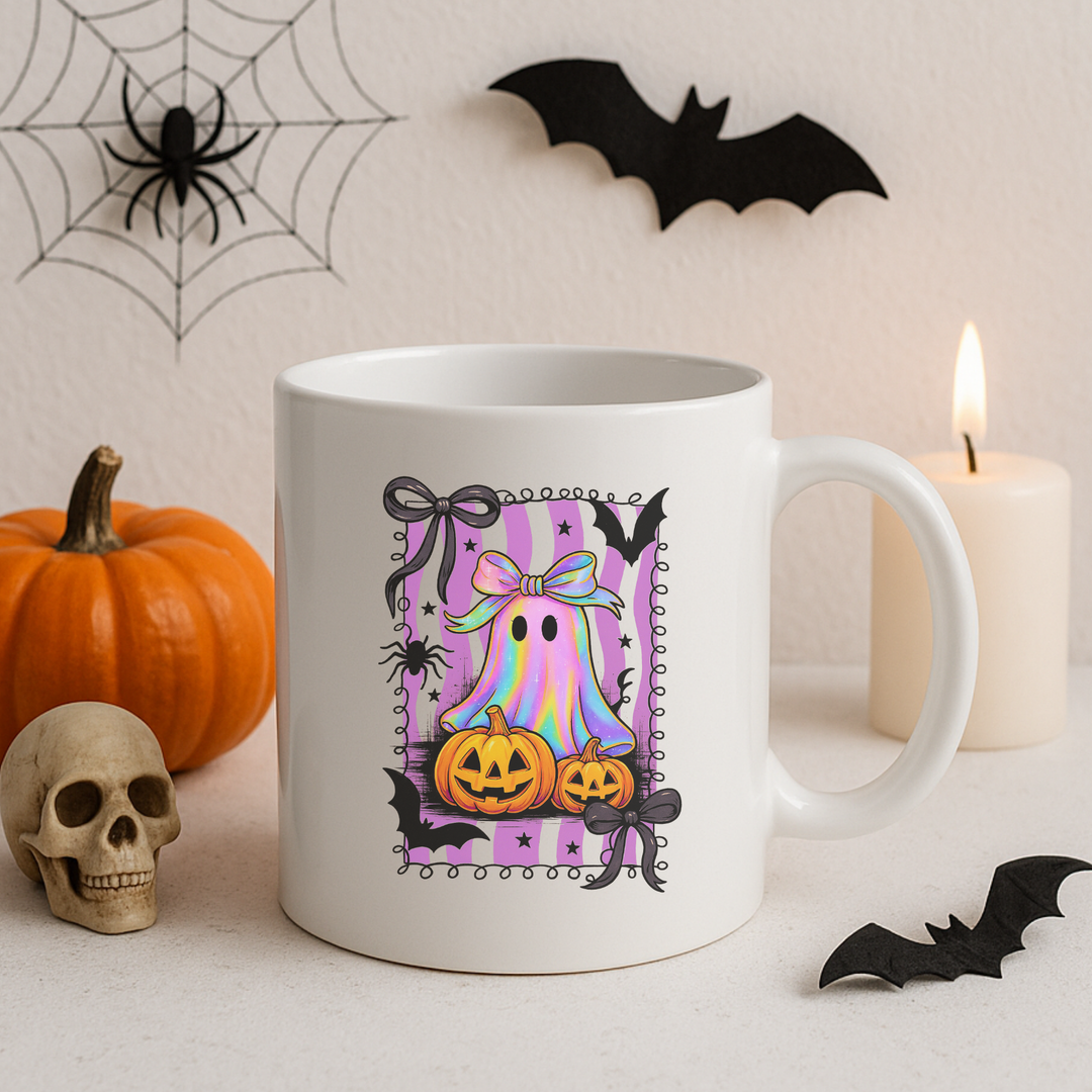 UV DTF - personalised spooky ghost Halloween with pumpkin