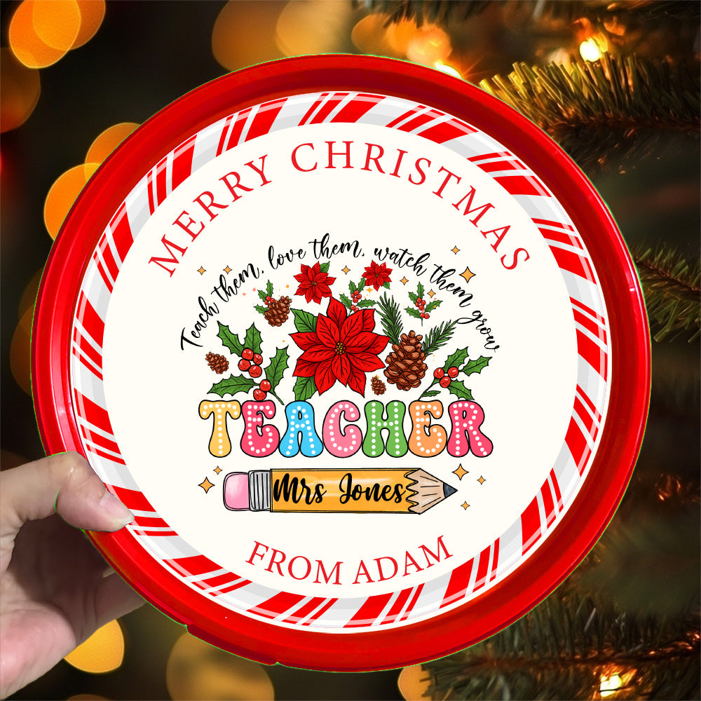 Teacher merry christmas - Celebrations Chocolate Tub Label Sticker