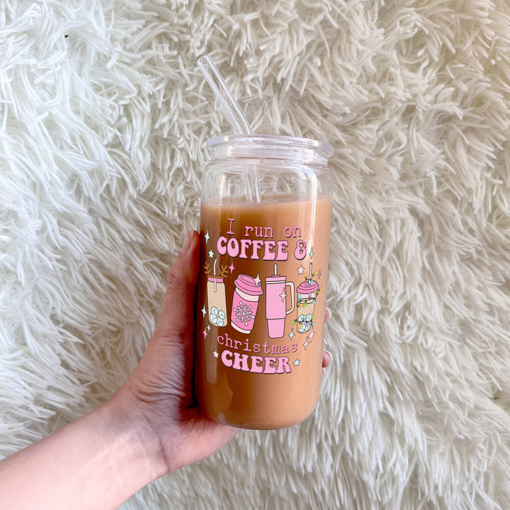 I run on coffee and Christmas cheer pink - CHOOSE UV DTF decal - DTF Transfer