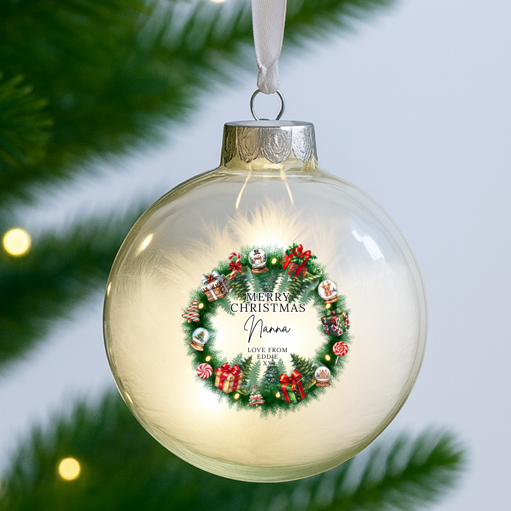 Christmas Wreath Gifts Love From - Personalized - Christmas UV DTF Decal